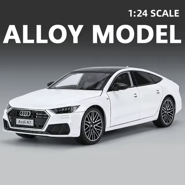 1:24 Die - Cast Audi A7 Model Car | Collectible Luxury Sedan Replica Alloy Metal Toy Car with Openable Doors & Pull - Back Action - Mahal Al MadinahMahal Al MadinahMahal Al MadinahWhite1:24 Die - Cast Audi A7 Model Car | Collectible Luxury Sedan Replica Alloy Metal Toy Car with Openable Doors & Pull - Back Action1:24 Die - Cast Audi A7 Model Car | Collectible Luxury Sedan Replica Alloy Metal Toy Car with Openable Doors & Pull - Back Action