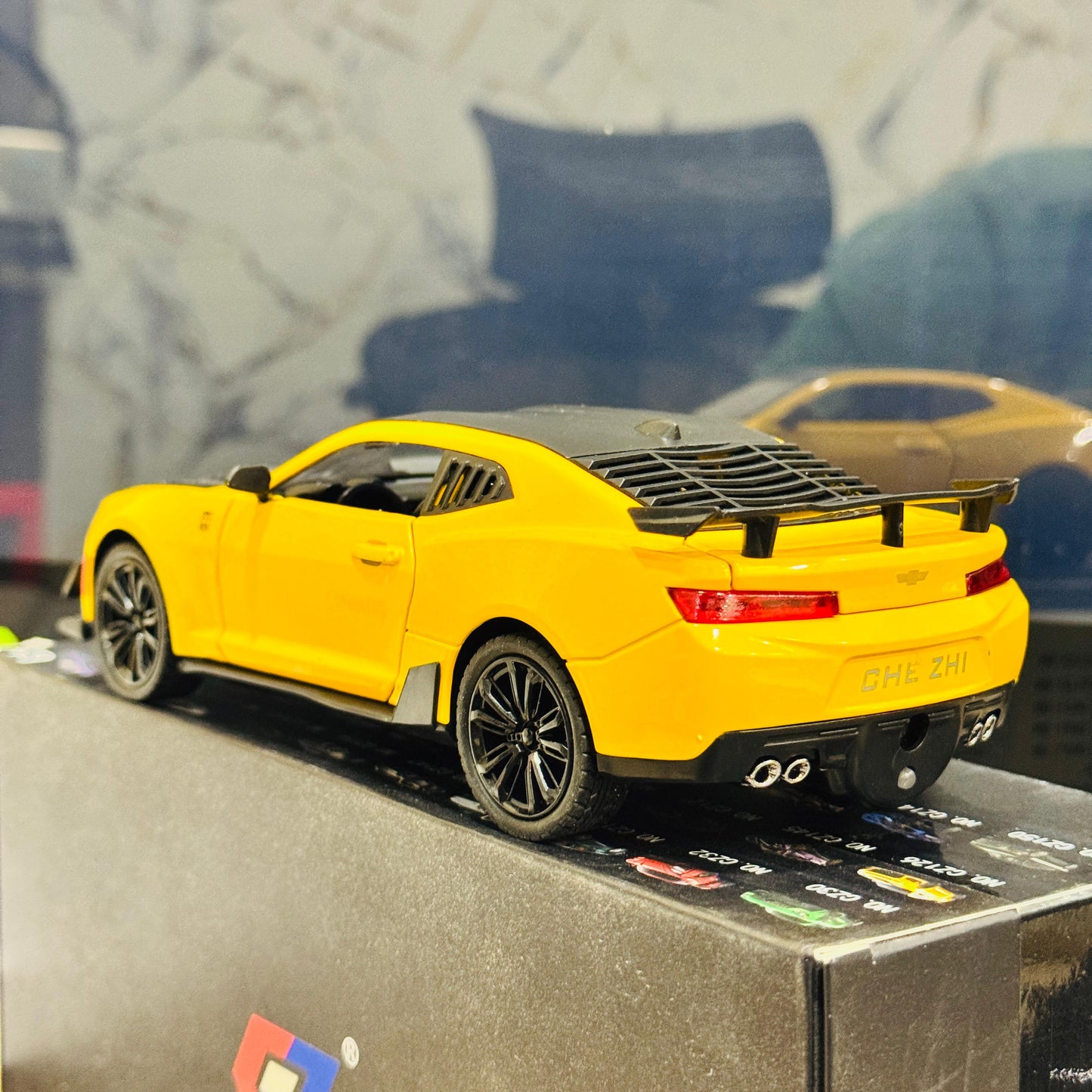 1:24 Transformers 5 Bumblebee Chevrolet Camaro Diecast Model Car – Metal Body, Exhaust Smoke, Pull Back Action, Lights & Sound – Alloy Special Edition Toy for Kids & Collectors - Mahal Al Madinahdiecast carMahal Al MadinahMahal Al Madinah1:24 Transformers 5 Bumblebee Chevrolet Camaro Diecast Model Car By CHI ZHI – Metal Body, Pull Back Action, Lights & Sound – Alloy Special Edition Toy for Kids & Collectors.1:24 Transformers 5 Bumblebee Chevrolet Camaro Diecast Model Car – Metal Body, Exhaust Sm