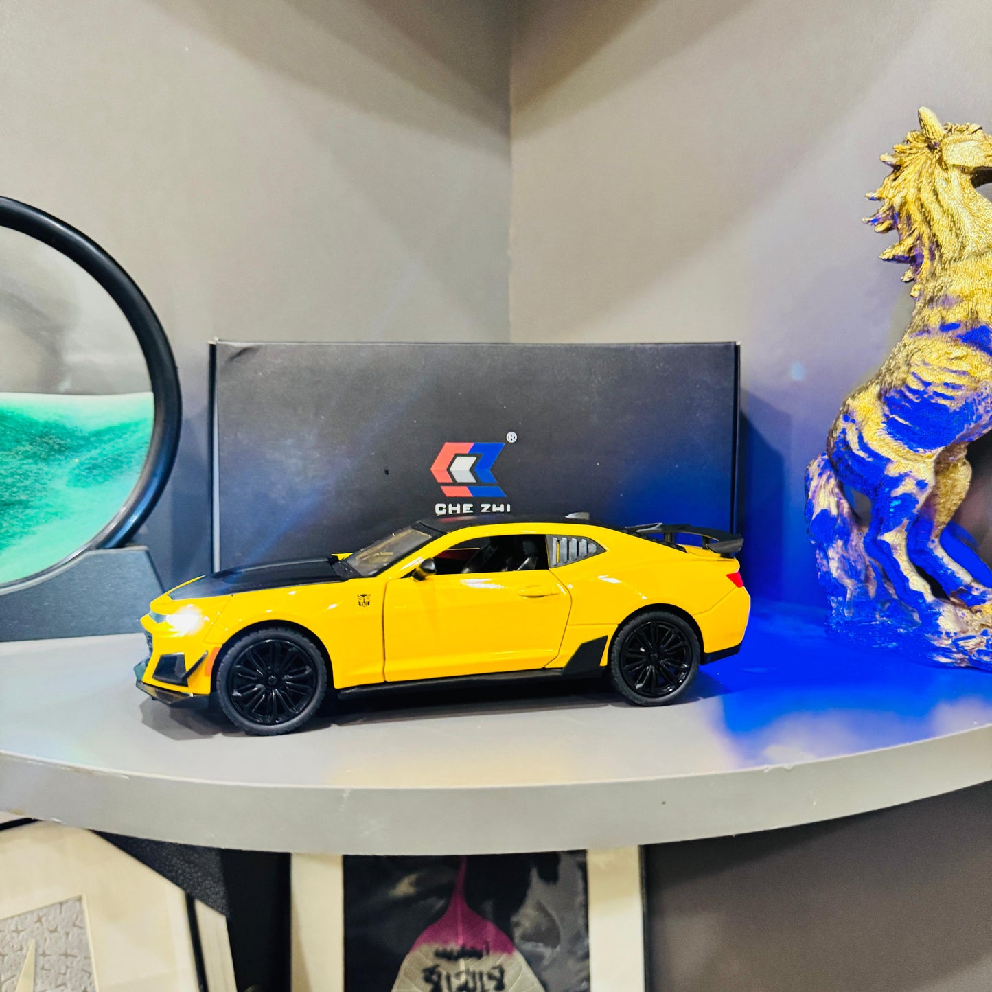1:24 Transformers 5 Bumblebee Chevrolet Camaro Diecast Model Car – Metal Body, Exhaust Smoke, Pull Back Action, Lights & Sound – Alloy Special Edition Toy for Kids & Collectors - Mahal Al Madinahdiecast carMahal Al MadinahMahal Al Madinah1:24 Transformers 5 Bumblebee Chevrolet Camaro Diecast Model Car By CHI ZHI – Metal Body, Pull Back Action, Lights & Sound – Alloy Special Edition Toy for Kids & Collectors.1:24 Transformers 5 Bumblebee Chevrolet Camaro Diecast Model Car – Metal Body, Exhaust Sm