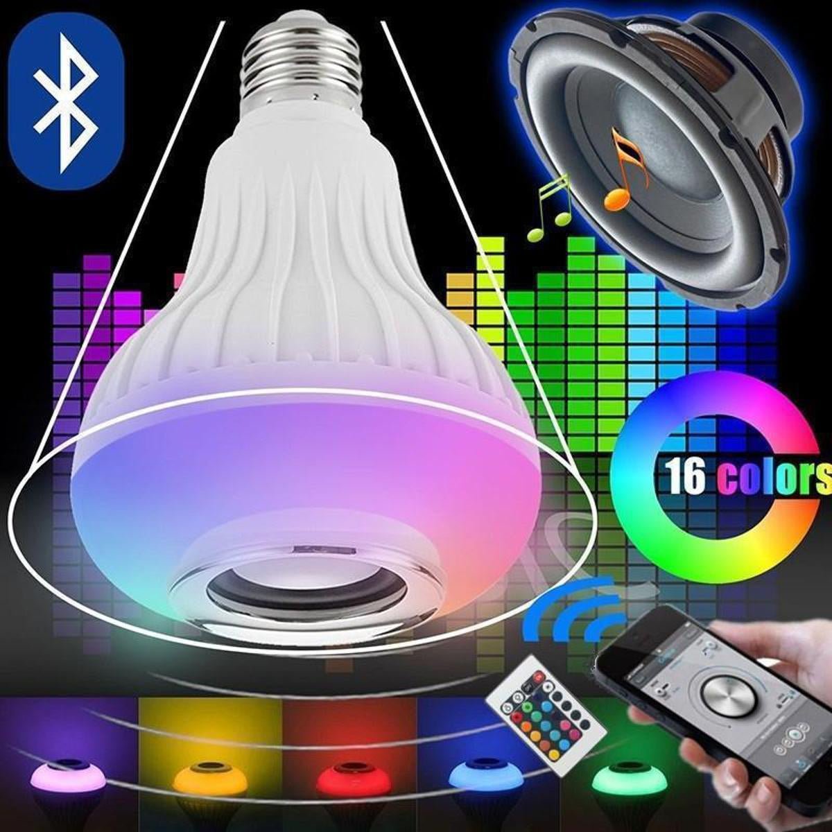 12W RGB LED Bluetooth Music Bulb with Remote | Color - Changing Light & Wireless Speaker in One (E27 Base) - Mahal Al MadinahMahal Al MadinahMahal Al Madinah12W RGB LED Bluetooth Music Bulb with Remote | Color - Changing Light & Wireless Speaker in One (E27 Base) Mahal Al Madinah12W RGB LED Bluetooth Music Bulb with Remote | Color - Changing Light & Wireless Speaker in One (E27 Base)