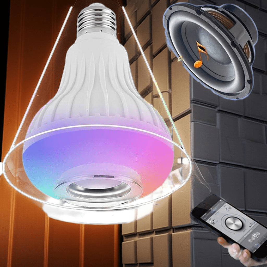 12W RGB LED Bluetooth Music Bulb with Remote | Color - Changing Light & Wireless Speaker in One (E27 Base) - Mahal Al MadinahMahal Al MadinahMahal Al Madinah12W RGB LED Bluetooth Music Bulb with Remote | Color - Changing Light & Wireless Speaker in One (E27 Base) Mahal Al Madinah12W RGB LED Bluetooth Music Bulb with Remote | Color - Changing Light & Wireless Speaker in One (E27 Base)