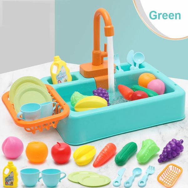 Electric Kitchen Sink Pretend Play Set for Kids – 19 Pcs Dishwasher Toy with Running Water | 14 - Inch Dish Washing Sink for Boys & Girls - Mahal Al MadinahtoysMahal Al MadinahMahal Al MadinahElectric Kitchen Sink Pretend Play Set for Kids – 19 Pcs Dishwasher Toy with Running Water | 14 - Inch Dish Washing Sink for Boys & GirlsElectric Kitchen Sink Pretend Play Set for Kids – 19 Pcs Dishwasher Toy with Running Water | 14 - Inch Dish Washing Sink for Boys & Girls