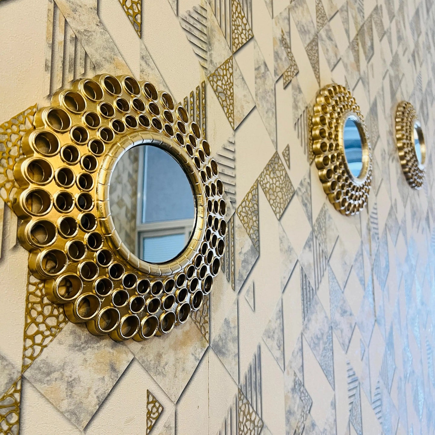Elegant 3 - Piece Decorative Mirror Set – Gold Round Wall Mirrors for Bedroom, Living Room & Home Décor (10x10 Inches) - Mahal Al MadinahWall MirrorMahal Al MadinahMahal Al MadinahElegant 3 - Piece Decorative Mirror Set – Gold Round Wall Mirrors for Bedroom, Living Room & Home Décor (10x10 Inches) Mahal Al MadinahElegant 3 - Piece Decorative Mirror Set – Gold Round Wall Mirrors for Bedroom, Living Room & Home Décor (10x10 Inches)