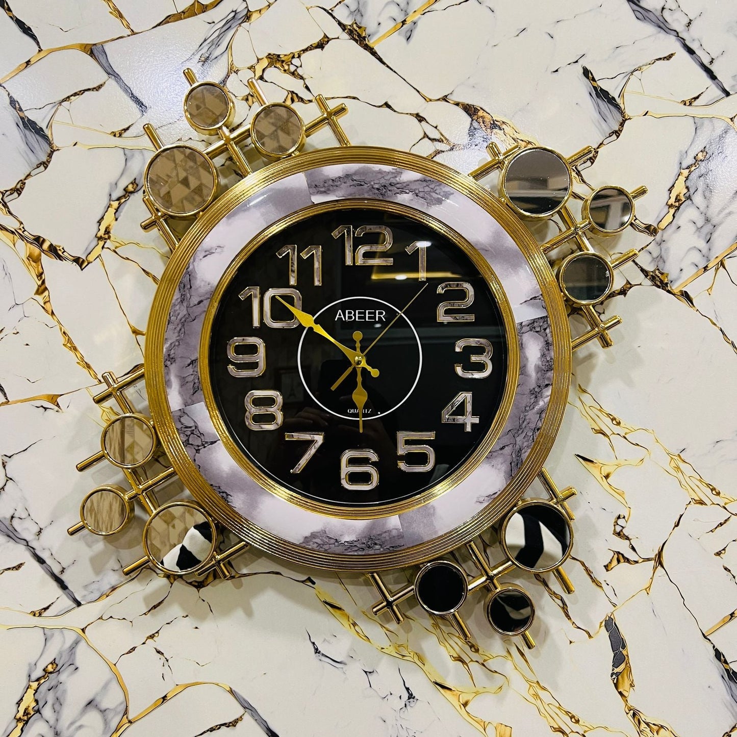 Luxury Gold & Marble Wall Clock – Silent Quartz Modern Wall Clock with 3D Numbers & Mirror Accents for Home & Office Décor - Mahal Al MadinahWall ClockMahal Al MadinahMahal Al MadinahLuxury Gold & Marble Wall Clock – Silent Quartz Modern Wall Clock with 3D Numbers & Mirror Accents for Home & Office Décor Mahal Al MadinahLuxury Gold & Marble Wall Clock – Silent Quartz Modern Wall Clock with 3D Numbers & Mirror Accents for Home & Office Décor