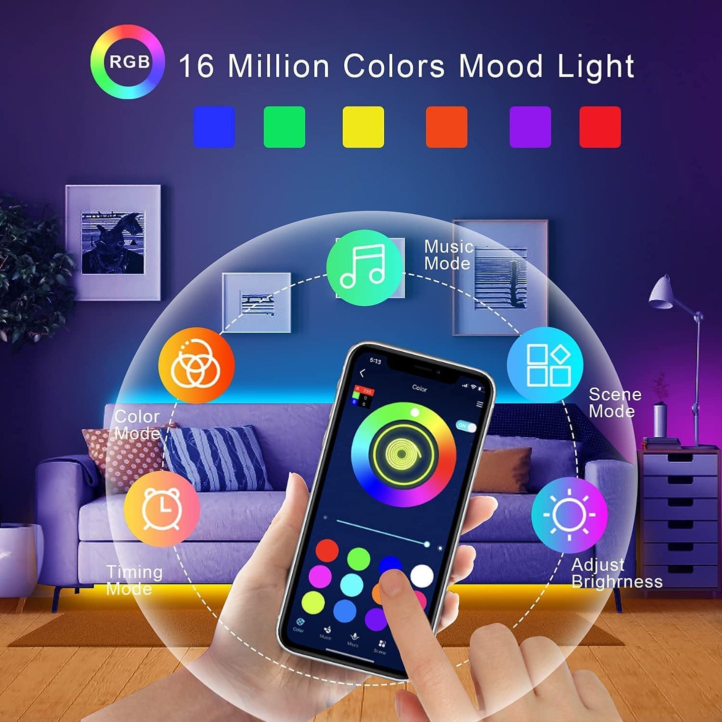 RGB LED Strip Lights with Music Sync | USB Powered 5V | 5M/10M/15M | Remote Control Flexible Light Strip for Room, Party, TV, Bedroom Decor - Mahal Al MadinahRGB LIGHTMahal Al MadinahMahal Al Madinah5 METERRGB LED Strip Lights with Music Sync | USB Powered 5V | 5M/10M/15M | Remote Control Flexible Light Strip for Room, Party, TV, Bedroom DecorRGB LED Strip Lights with Music Sync | USB Powered 5V | 5M/10M/15M | Remote Control Flexible Light Strip for Room, Party, TV, Bedroom Decor