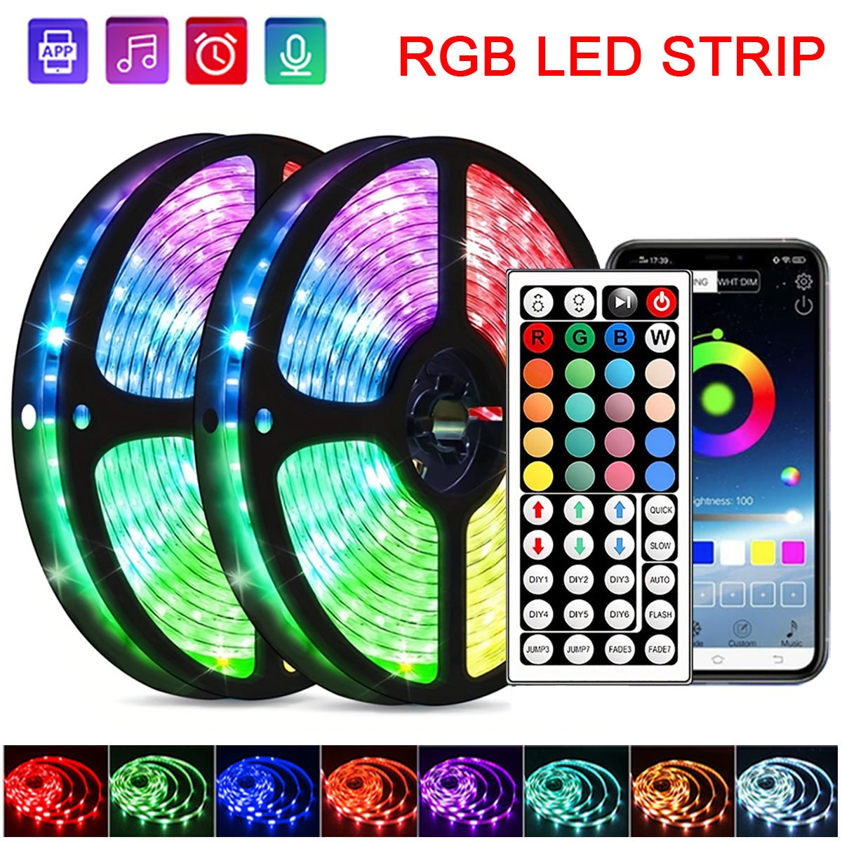 RGB LED Strip Lights with Music Sync | USB Powered 5V | 5M/10M/15M | Remote Control Flexible Light Strip for Room, Party, TV, Bedroom Decor - Mahal Al MadinahRGB LIGHTMahal Al MadinahMahal Al Madinah5 METERRGB LED Strip Lights with Music Sync | USB Powered 5V | 5M/10M/15M | Remote Control Flexible Light Strip for Room, Party, TV, Bedroom DecorRGB LED Strip Lights with Music Sync | USB Powered 5V | 5M/10M/15M | Remote Control Flexible Light Strip for Room, Party, TV, Bedroom Decor