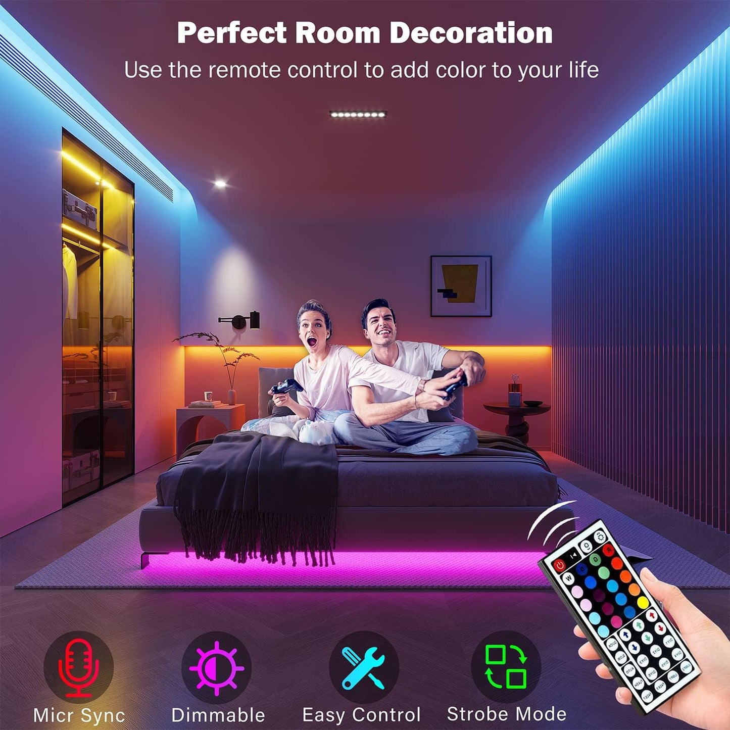RGB LED Strip Lights with Music Sync | USB Powered 5V | 5M/10M/15M | Remote Control Flexible Light Strip for Room, Party, TV, Bedroom Decor - Mahal Al MadinahRGB LIGHTMahal Al MadinahMahal Al Madinah5 METERRGB LED Strip Lights with Music Sync | USB Powered 5V | 5M/10M/15M | Remote Control Flexible Light Strip for Room, Party, TV, Bedroom DecorRGB LED Strip Lights with Music Sync | USB Powered 5V | 5M/10M/15M | Remote Control Flexible Light Strip for Room, Party, TV, Bedroom Decor