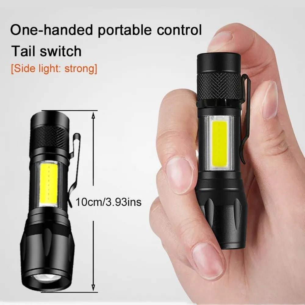 Zoomable Mini COB LED Flashlight | Rechargeable High - Brightness Pocket Torch for Camping, Work & Emergency Use - Mahal Al MadinahMahal Al MadinahMahal Al MadinahZoomable Mini COB LED Flashlight | Rechargeable High - Brightness Pocket Torch for Camping, Work & Emergency Use Mahal Al MadinahZoomable Mini COB LED Flashlight | Rechargeable High - Brightness Pocket Torch for Camping, Work & Emergency Use