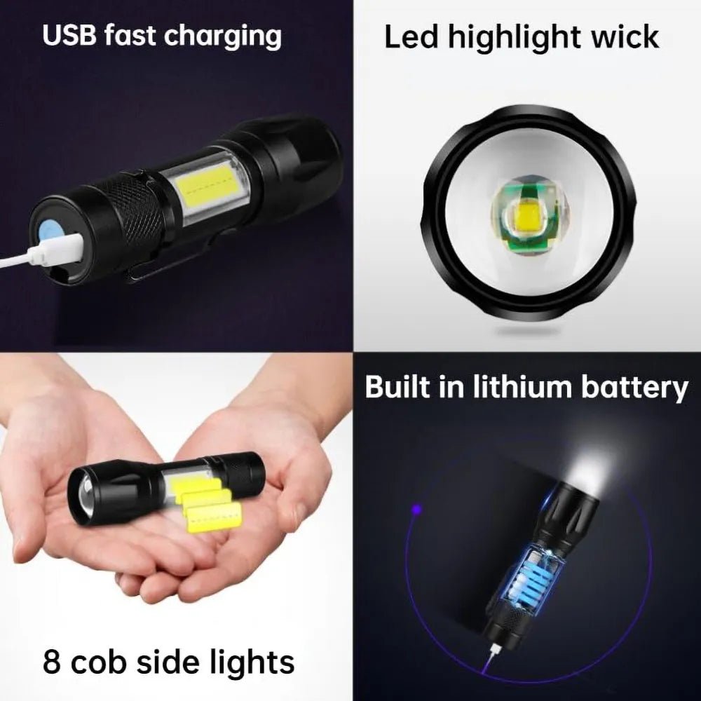 Zoomable Mini COB LED Flashlight | Rechargeable High - Brightness Pocket Torch for Camping, Work & Emergency Use - Mahal Al MadinahMahal Al MadinahMahal Al MadinahZoomable Mini COB LED Flashlight | Rechargeable High - Brightness Pocket Torch for Camping, Work & Emergency Use Mahal Al MadinahZoomable Mini COB LED Flashlight | Rechargeable High - Brightness Pocket Torch for Camping, Work & Emergency Use