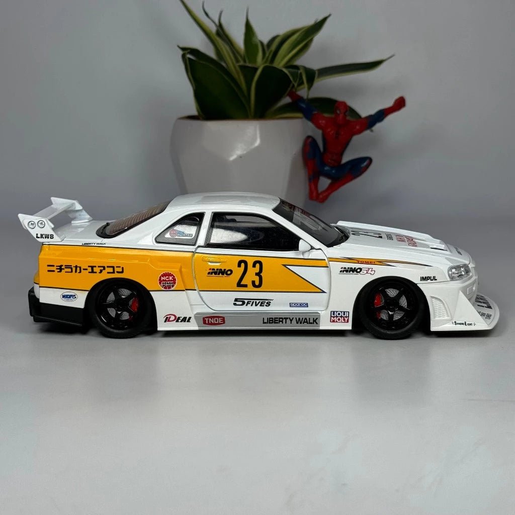 1:24 Nissan Skyline GTR R34 Ares Wide Body Diecast Model | Alloy Sports Car with Sound & Light - Mahal Al MadinahMahal Al MadinahMahal Al MadinahN1:24 Nissan Skyline GTR R34 Ares Wide Body Diecast Model | Alloy Sports Car with Sound & Light Mahal Al Madinah1:24 Nissan Skyline GTR R34 Ares Wide Body Diecast Model | Alloy Sports Car with Sound & Light