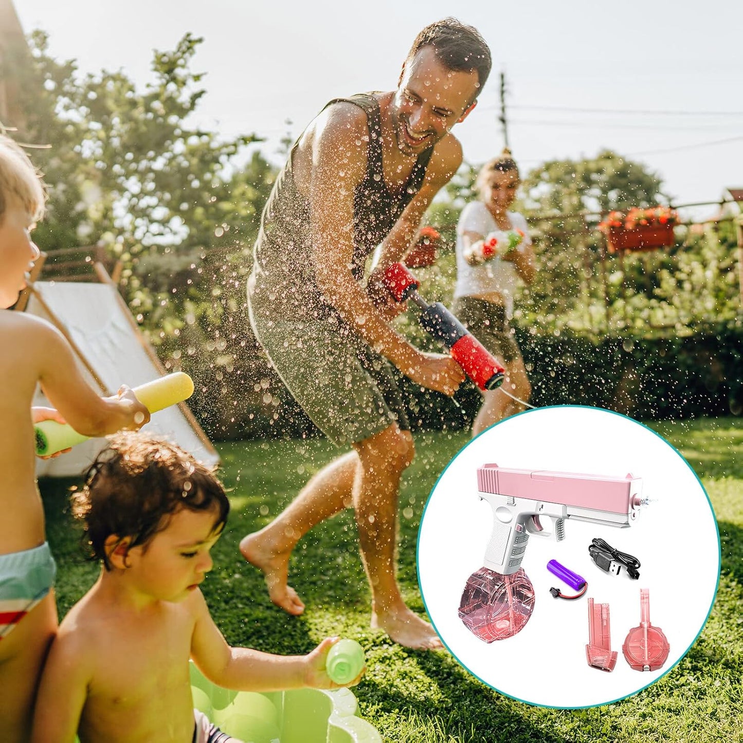 Full Automatic Electric Water Gun | 400+ Water Blasts | Long Range 22 - 29 FT | Rechargeable Squirt Gun Toy for Kids & Adults | Outdoor Summer Fun Blaster Soaker - Mahal Al MadinahWATER GUNMahal Al MadinahMahal Al MadinahFull Automatic Electric Water Gun | 400+ Water Blasts | Long Range 22 - 29 FT | Rechargeable Squirt Gun Toy for Kids & Adults | Outdoor Summer Fun Blaster SoakerFull Automatic Electric Water Gun | 400+ Water Blasts | Long Range 22 - 29 FT | Rechargeable Squirt Gun Toy for Kids &