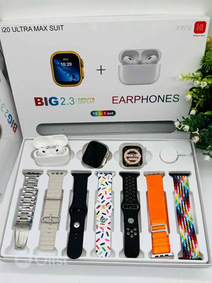 i20 Ultra Max Smartwatch Combo | 10 - in - 1 Gift Box with 2.3” Display, Strap + AirPods + Case – Smart Watch for Men, Women, Boys & Girls - Mahal Al MadinahMahal Al MadinahMahal Al Madinahi20 Ultra Max Smartwatch Combo | 10 - in - 1 Gift Box with 2.3” Display, Strap + AirPods + Case – Smart Watch for Men, Women, Boys & Girls.i20 Ultra Max Smartwatch Combo | 10 - in - 1 Gift Box with 2.3” Display, Strap + AirPods + Case – Smart Watch for Men, Women, Boys & Girls
