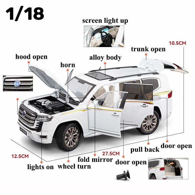 1:18 Toyota Land Cruiser LC300 Diecast Model Car by CHIZHI | SUV Alloy Scale Model with Sound & Light | Metal Body Collectible Toy for Kids & Adults
