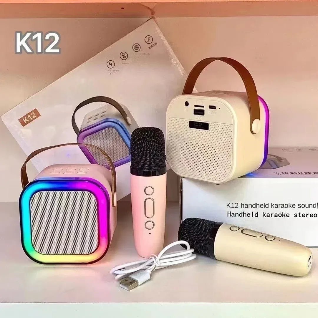 K12 Karaoke Mic with Wireless Bluetooth Speaker | 3 - in - 1 Handheld Microphone with RGB Lights, USB/AUX/SD Support – Black, Blue & Pink - Mahal Al MadinahMahal Al MadinahMahal Al MadinahK12 Karaoke Mic with Wireless Bluetooth Speaker | 3 - in - 1 Handheld Microphone with RGB Lights, USB/AUX/SD Support – Black, Blue & Pink.K12 Karaoke Mic with Wireless Bluetooth Speaker | 3 - in - 1 Handheld Microphone with RGB Lights, USB/AUX/SD Support – Black, Blue & Pink