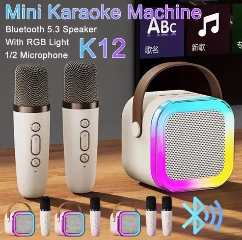 K12 Karaoke Mic with Wireless Bluetooth Speaker | 3 - in - 1 Handheld Microphone with RGB Lights, USB/AUX/SD Support – Black, Blue & Pink - Mahal Al MadinahMahal Al MadinahMahal Al MadinahK12 Karaoke Mic with Wireless Bluetooth Speaker | 3 - in - 1 Handheld Microphone with RGB Lights, USB/AUX/SD Support – Black, Blue & Pink.K12 Karaoke Mic with Wireless Bluetooth Speaker | 3 - in - 1 Handheld Microphone with RGB Lights, USB/AUX/SD Support – Black, Blue & Pink