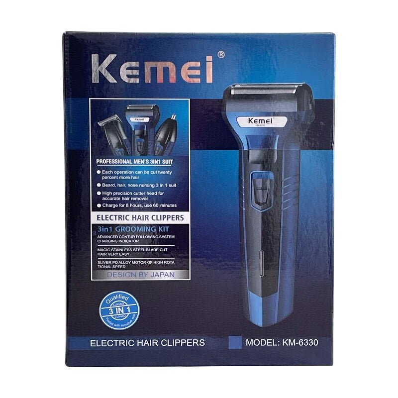 KEMEI Original 3 - in - 1 Rechargeable Shaving Machine – Beard & Hair Clipper + Nose Hair Trimmer | Professional Grooming Kit for Men | Stainless Steel Precision Blades | Multi - Purpose Trimmer Set - Mahal Al MadinahHair & Beard TrimmerMahal Al MadinahMahal Al MadinahKEMEI Original 3 - in - 1 Rechargeable Shaving Machine – Beard & Hair Clipper + Nose Hair Trimmer | Professional Grooming Kit for Men | Stainless Steel Precision Blades | Multi - Purpose Trimmer Set.KEMEI Original 3 - in - 1 Rechar