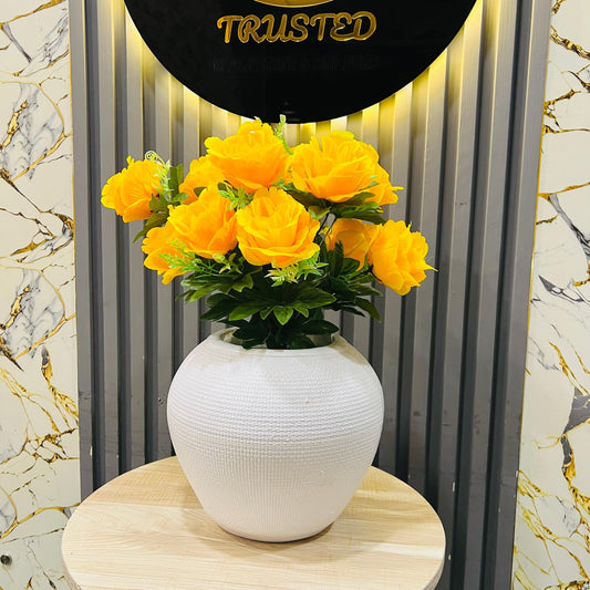 Large White Round Textured Ceramic Vase with Flowers – Elegant Handmade Flower Pot for Home & Office Décor - Mahal Al MadinahMahal Al MadinahMahal Al MadinahLarge White Round Textured Ceramic Vase with Flowers – Elegant Handmade Flower Pot for Home & Office Décor Mahal Al MadinahLarge White Round Textured Ceramic Vase with Flowers – Elegant Handmade Flower Pot for Home & Office Décor