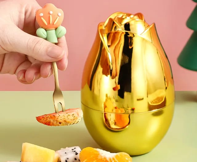 Luxury Rose - Shaped Fruit Fork Set – Stainless Steel Dessert Forks with Golden Case - Mahal Al MadinahMahal Al MadinahMahal Al MadinahLuxury Rose - Shaped Fruit Fork Set – Stainless Steel Dessert Forks with Golden Case.Luxury Rose - Shaped Fruit Fork Set – Stainless Steel Dessert Forks with Golden Case