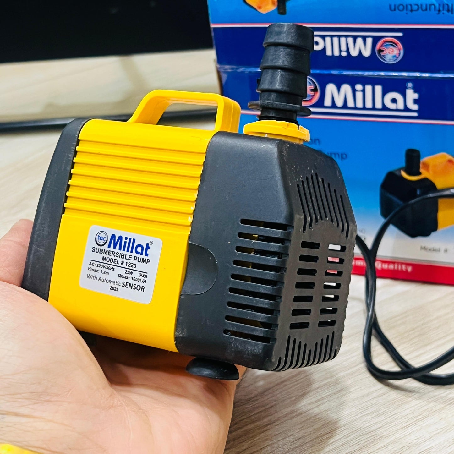 Millat Submersible Water Pump 25W/35W with Automatic Sensor – Model 1220 | 220V AC Motor for Air Cooler, Room Cooler, Aquarium, and Fish Tank - Mahal Al MadinahMahal Al MadinahMahal Al MadinahMillat Submersible Water Pump 25W/35W with Automatic Sensor – Model 1220 | 220V AC Motor for Air Cooler, Room Cooler, Aquarium, and Fish Tank.Millat Submersible Water Pump 25W/35W with Automatic Sensor – Model 1220 | 220V AC Motor for Air Cooler, Room Cooler, Aquarium, and Fish Tank