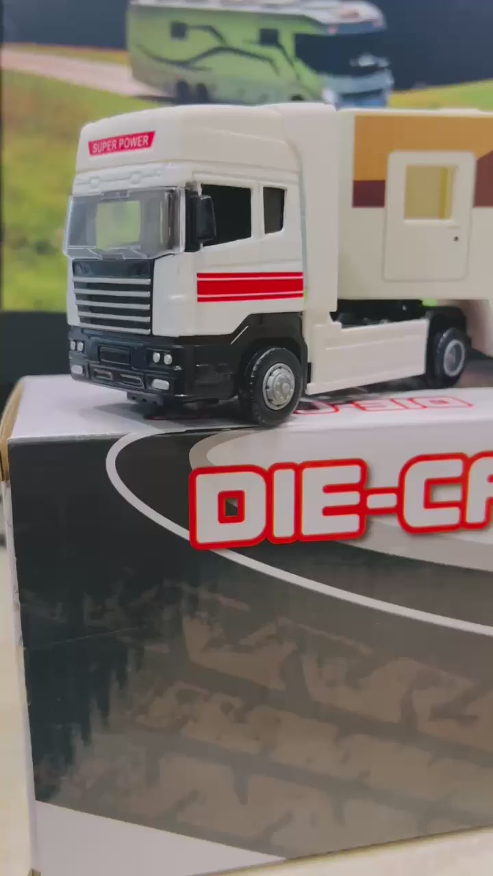 Super RV Diecast Truck | 33cm Luxury Motorhome Model with Opening Interior & Pull-Back Action – Alloy Metal & ABS Collectible.