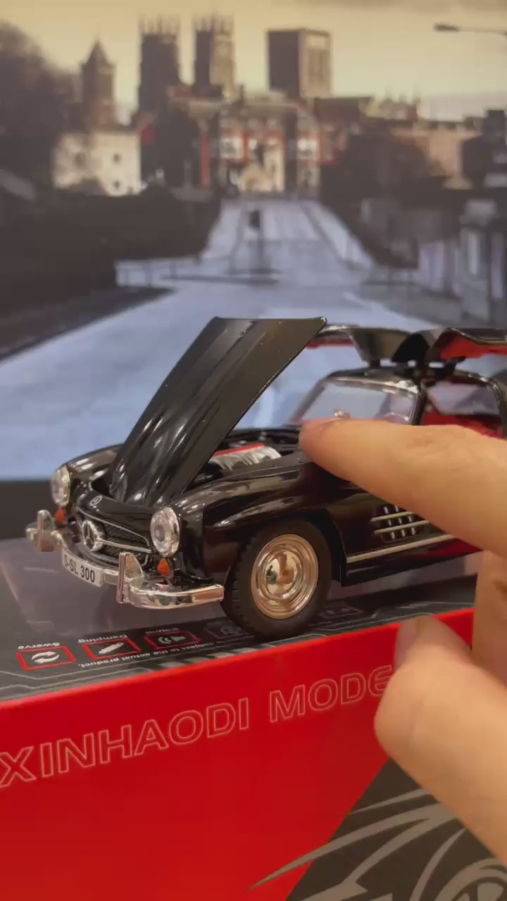 Kinsmart Mercedes-Benz 300SL Diecast Model Car | 1:36 Scale (5-Inch) Alloy Sports Car with Sound & Light – Track Edition Collectible.